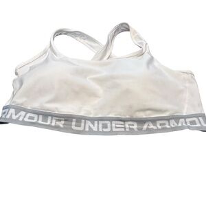 Women's Under‎ Armour® Mid cromoeession Crossback Sports Bra 2X white with gray
